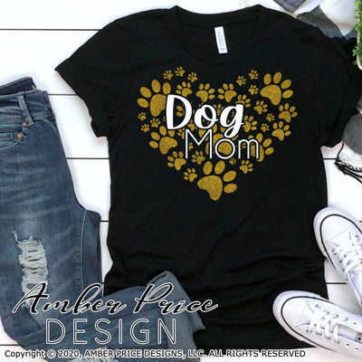 Dog mom paw print heart SVG PNG DXF
