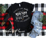 Dance like frosty shine like Rudolph give like Santa love like Jesus SVG PNG DXF, Christmas SVGs, DIY Festive Holiday Shirts cut file for cricut, silhouette Winter t-shirt design. Unique sublimation file. Silhouette Files for Cricut Project Ideas Simply Crafty SVG Bundles Design Bundles, Vectors | Amber Price Design