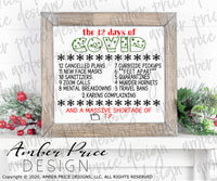 The 12 days of Covid SVG, Funny Christmas svg Cute Christmas ornament SVG, Funny corona virus SVGs covid 19 themed winter shirt craft, DIY Cricut and silhouette projects vector files, for home decor. SVG Silhouette SVG SVG Files for Cricut, Cricut Project Ideas Simply Crafty SVG Bundles Vector | Amber Price Design 