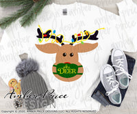 Oh Deer SVG, Cute Kid's Christmas SVG Reindeer with mask SVG, Christmas lights svg, Christmas shirt SVG winter cut file DIY festive Holiday home decor Christmas ornament SVGs, silhouette projects vector files SVG Silhouette SVG SVG Files for Cricut Project Ideas Simply Crafty SVG Bundles Vector | Amber Price Design 