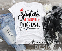 Santa's Favorite Nurse SVG, Nurse Christmas SVG , Winter SVGs for RN, Registered nurse SVG for Christmas shirt. Hospital SVG file DIY festive Holiday decor Christmas ornament SVGs, silhouette projects vector files SVG Silhouette SVG Files for Cricut Project Ideas Simply Crafty SVG Bundles Vector | Amber Price Design 