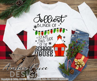 Jolliest bunch of head start staff this side of the school house SVG, Teacher Christmas SVGs, winter shirt cut file for cricut, silhouette, festive Christmas designs DXF PNG versions also. Unique sublimation. Silhouette Files for Cricut Project Ideas Simply Crafty SVG Bundles Design Bundles Vector | Amber Price Design