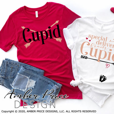 Special delivery from Cupid SVG Couple's Valentine's Day couples Pregnancy reveal SVG his hers husband wife Cricut silhouette design cut file png dxf