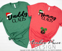 Mommy Claus SVG and Daddy Claus SVG Couple's Christmas Pregnancy / Maternity SVG PNG & DXF set. Couple's Christmas Maternity SVG His & Hers winter Pregnancy reveal shirt project! Announce your twin pregnancy shirt design winter! Pregnancy Announcement SVG is PERFECT for your pregnancy craft PNG DXF Amber Price Design