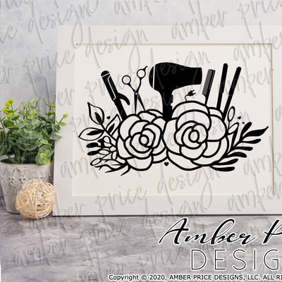 Floral Hairdresser Stylist tools SVG PNG DXF