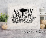 Floral Hairdresser Stylist tools SVG PNG DXF