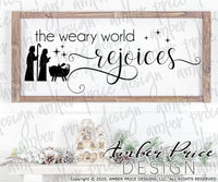 The weary world rejoices SVG, Nativity Scene SVG, Christian Christmas svg design, Cute Christmas ornament SVG, Jesus is the reason SVGs, winter shirt craft, DIY silhouette projects vector files for home decor. SVG Silhouette SVG SVG Files for Cricut Project Ideas Simply Crafty SVG Bundles Vector | Amber Price Design 