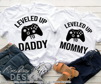Leveled up to Daddy SVG PNG DXF Leveled up to Mommy SVG PNG DXF