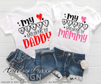 My heart belongs to mommy Daddy svg kids siblings Valentine's SVG boy's girl's valentines day shirt design cut file layered png dxf Cricut