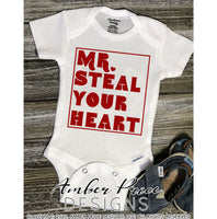 Mr steal your heart svg boy's Valentine's SVG baby kid modern valentines day shirt clipart design cut file layered png dxf Cricut silhouette