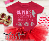 Cupid struck again SVG, Valentine's day Big sister svg, new baby valentine's day SVG, Valentine's Day pregnancy svg, Valentine's day maternity svg, free svg, shirt svg silhouette projects vector files for home decor. Silhouette SVG Files for Cricut Project Ideas Simply Crafty SVG Bundles Vector | Amber Price Design 