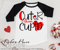 Valentines svg cuter than cupid svg kids Valentine's Valentines day heart shirt clipart design cut file layered png dxf boys girls Cricut