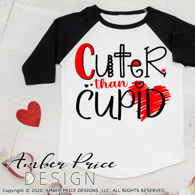 Valentines svg cuter than cupid svg kids Valentine's Valentines day heart shirt clipart design cut file layered png dxf boys girls Cricut