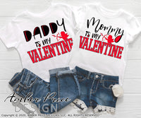 Kids valentines svg set Mommy is my valentine daddy is my valentine boy's girl's siblings valentines day shirt clipart design png dxf Cricut