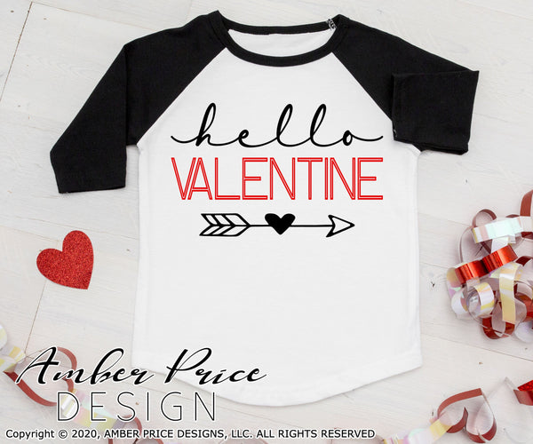 Hello Valentine svg kids boys girls Valentine's day SVG baby Valentines day shirt design cut file png dxf svg Cricut silhouette download