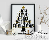 Love Joy Peace SVG Christmas Tree SVG, Christian Christmas SVG Christmas lights svg, Scripture Christmas ornament SVG, Jesus is the reason SVGs, winter shirt DIY silhouette projects vector files for home decor. SVG Silhouette SVG SVG Files for Cricut Project Ideas Simply Crafty SVG Bundles Vector | Amber Price Design 