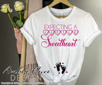 Expecting a little sweetheart svg Valentine's pregnancy svg png dxf baby on the way valentines day maternity shirt baby clipart design file