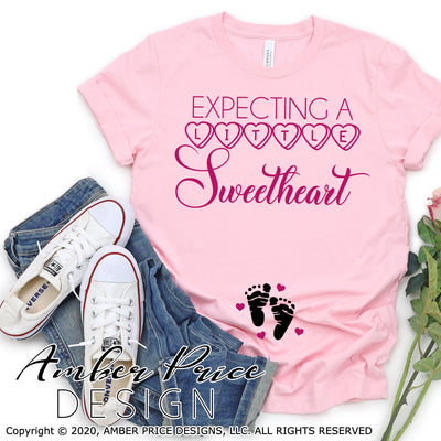 Expecting a little sweetheart svg Valentine's pregnancy svg png dxf baby on the way valentines day maternity shirt baby clipart design file