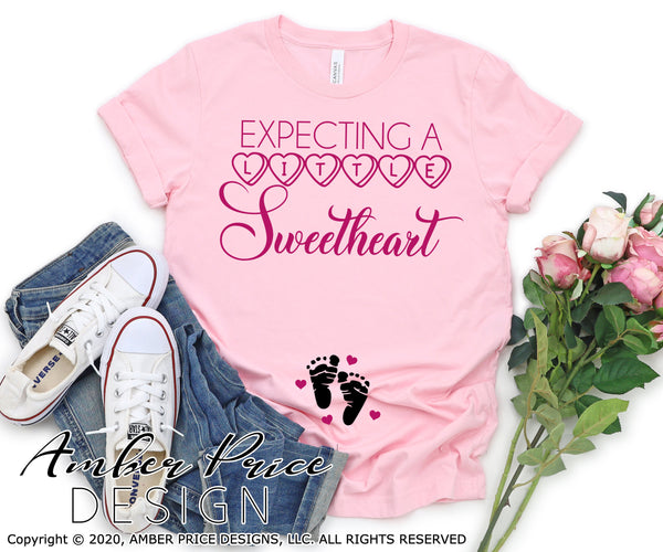 Expecting a little sweetheart svg Valentine's pregnancy svg png dxf baby on the way valentines day maternity shirt baby clipart design file