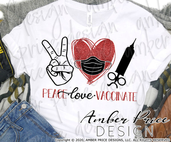 Peace love vaccinate svg png dxf covid vaccine svg