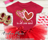 Love is all you need svg leopard heart svg Love svg Valentine's day SVG girl's dxf svg sublimation print png clipart cut file layer Cricut