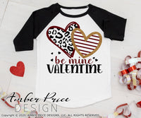 Be Mine, valentine SVG, Cute Kid's Valentine's Day svg, leopard print heart svgs, striped heart shirt svg for v-day school valentine's day shirt craft, DIY Cricut svg silhouette projects vector files for home decor. SVG Silhouette SVG Files for Cricut Project Ideas Simply Crafty SVG Bundles Vector | Amber Price Design 