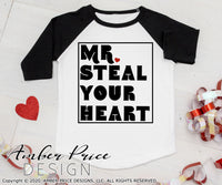 Mr steal your heart svg boy's Valentine's SVG baby kid modern valentines day shirt clipart design cut file layered png dxf Cricut silhouette