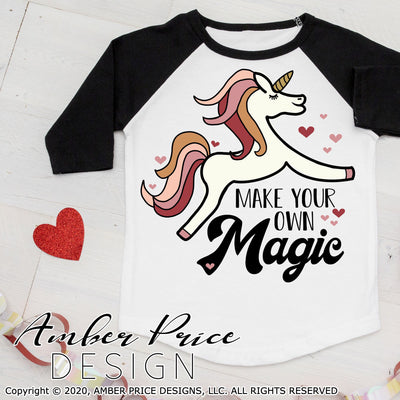 Boho unicorn SVG make your own magic svg unicorn magic Modern Retro vintage cute toddler girl's kids children's heart clipart design png dxf