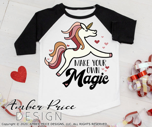 Boho unicorn SVG make your own magic svg unicorn magic Modern Retro vintage cute toddler girl's kids children's heart clipart design png dxf