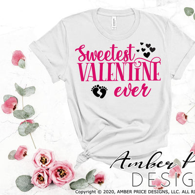 Valentine's day pregnancy svg sweetest valentine ever SVG baby on the way DIY maternity reveal shirt baby clipart design png dxf clipart