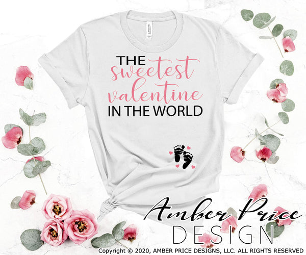 Valentine's pregnancy svg sweetest valentine in the world svg baby on the way valentines day maternity shirt baby clipart design png dxf svg