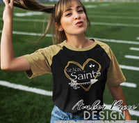 Geaux Saints SVG, New Orleans Saints SVG, NOLA SVG, Saints SVG, Hand lettered SVG, Saints Heart SVG, Women's Saints Football SVG, diy shirt svg for women DIY Football shirt SVG, Cricut SVG Silhouette SVG Files for Cricut Projects Cricut Project Ideas Simply Crafty SVG Bundles Design Bundles Vectors | Amber Price Design