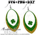 Layered Shamrock Earrings SVG, St Patrick's Day earring cut file for Cricut. DIY leather earrings SVG PNG DXF, silhouette, glow forge, digital cut file for vinyl cutting machines. Includes 1 zipped folder containing each SVG, DXF, & PNG file. This is a High Res file, at full 300 dpi resolution | Amber Price Design