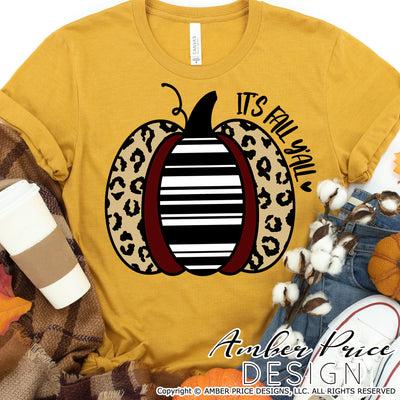 It's Fall Y'all SVG, Leopard print pumpkin SVG, Thanksgiving SVG, Fall SVG, DIY women's Fall t-shirt SVG, October SVG cut file for cricut, silhouette DXF & PNG also. Cute Unique sublimation file. Cricut SVG Silhouette Files for Cricut Project Ideas, Simply Crafty SVG Bundles Design Bundles, Vectors | Amber Price Design