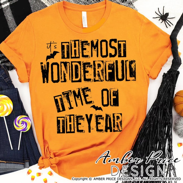 It's the most wonderful time of the year SVG, Halloween SVG cut file for cricut, silhouette, Halloween shirt SVG, PNG. Spooky season SVG Halloween Shirt Vector for Fall and Autumn. Women's Fall Halloween shirt DXF PNG version also included. EPS by request. Cute and Unique sublimation PNG file. From Amber Price Design