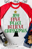 Joy Love Peace SVG stacked Christmas Tree SVG, Christian Christmas svg shirt designs Scripture Christmas ornament SVG, Jesus is the reason SVGs, winter shirt DIY silhouette projects vector files for home decor. SVG Silhouette SVG SVG Files for Cricut Project Ideas Simply Crafty SVG Bundles Vector | Amber Price Design 