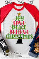 Love Joy Peace SVG Christmas Tree SVG, Christian Christmas SVG Christmas lights svg, Scripture Christmas ornament SVG, Jesus is the reason SVGs, winter shirt DIY silhouette projects vector files for home decor. SVG Silhouette SVG SVG Files for Cricut Project Ideas Simply Crafty SVG Bundles Vector | Amber Price Design 