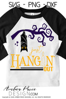 Just hanging out svg Halloween svg Kid's Halloween SVGs, DIY Halloween shirt SVG boy's halloween svg girl's halloween svg cut file for cricut, silhouette, Vampire Bat SVG. Halloween Shirt Vector for Fall and Autumn. Fall shirt SVG DXF PNG versions included. EPS by request. Sublimation PNG file. From Amber Price Design