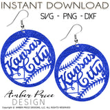 Kansas City Baseball Earrings SVG PNG DXF cut file for cricut, Royals earring cut file for cricut, silhouette, glow forge, vinyl cutting machines like Cricut, and Silhouette. Includes 1 zipped folder containing each SVG, DXF file, and PNG file. This is a High Res file, at full 300 dpi resolution | Amber Price Design