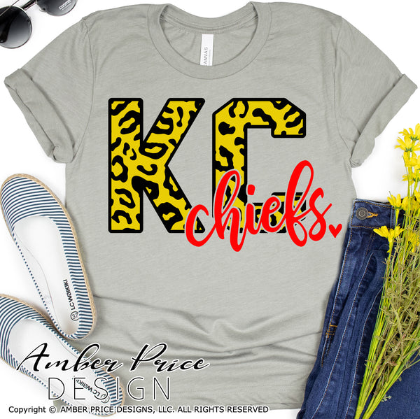 KC chiefs shirt - Kansas City Chiefs shirt - women’s chiefs shirt - leopard  chiefs