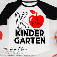 K is for Kindergarten SVG. Kindergarten shirt SVG is designed for use with cricut, silhouette. Kindergarten Teacher SVG. Custom Last day of Pre-K Vector for going into Kindergarten. Easy DIY Kindergarten roundup shirt file. Layered SVG DXF and PNG version also included. Unique sublimation file. From Amber Price Design