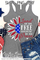 Land of the free because of the brave svg, patriotic sunflower svg, red white and blue sunflower svg,png, dxf, 4th of july svg, america svg, america shape svg, america shape clipart, png, dxf, for cricut, amber price design