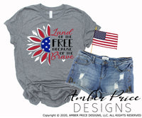 Land of the free because of the brave svg, patriotic sunflower svg, red white and blue sunflower svg,png, dxf, 4th of july svg, america svg, america shape svg, america shape clipart, png, dxf, for cricut, amber price design