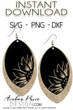 Layered Sunflower Earrings SVG, Sunflower SVG, Kansas earring cut file for cricut, silhouette, glow forge, digital cut file for vinyl cutting machines like Cricut, and Silhouette. Includes 1 zipped folder containing each SVG, DXF, and PNG file. This is a High Res file, at full 300 dpi resolution | Amber Price Design