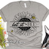 Let it Bee SVG, sunflower bumble Bee SVG, let it be SVG, beetles quote svg, shirt mug tumbler design, Cricut cut file, silhouette cut file, cute vegan svgs, amber price design, PNG, DXF, sunflower svg