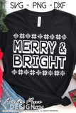 Merry and bright SVG, Ugly sweater svg, Christmas SVG shirt cut file for cricut, silhouette Winter SVG, festive holiday svg files winter SVG DXF and PNG version also included. Cute and Unique sublimation file. Silhouette Files for Cricut Project Ideas Simply Crafty SVG Bundles Design Bundles Vector | Amber Price Design