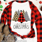 Merry Christmas PNG Christmas sublimation design printable leopard print Christmas trees image clipart. Houndstooth trees and Buffalo Check Buffalo plaid Cricut silhouette, Winter / Christmas shirt design for women and kids. DIY Home Decor PNG . High Resolution Cute and Unique sublimation PNG file. | Amber Price Design