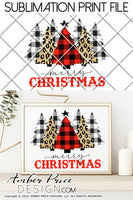 Merry Christmas PNG Christmas sublimation design printable leopard print Christmas trees image clipart. Buffalo Check Buffalo plaid Cricut silhouette, Winter / Christmas shirt design for women and kids. DIY Home Decor PNG . High Resolution Cute and Unique sublimation PNG file. Personal Use Only. From Amber Price Design