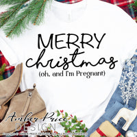 Merry Christmas I'm Pregnant SVG Christmas Maternity SVG for winter! Cute Christmas Pregnancy reveal SVG file for your Maternity shirt project! Announce you're expecting with our creative twin pregnancy shirt design for winter! My Pregnancy Announcement SVG is PERFECT for your pregnancy craft PNG DXF Amber Price Design