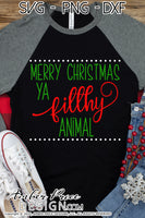 Merry Christmas ya filthy animal SVG, funny Christmas SVG cut files for cricut, silhouette festive winter shirt svg, holiday svg files SVG DXF and PNG version also included. Cute and Unique sublimation file. Silhouette Files for Cricut Project Ideas Simply Crafty SVG Bundles Design Bundles Vector | Amber Price Design